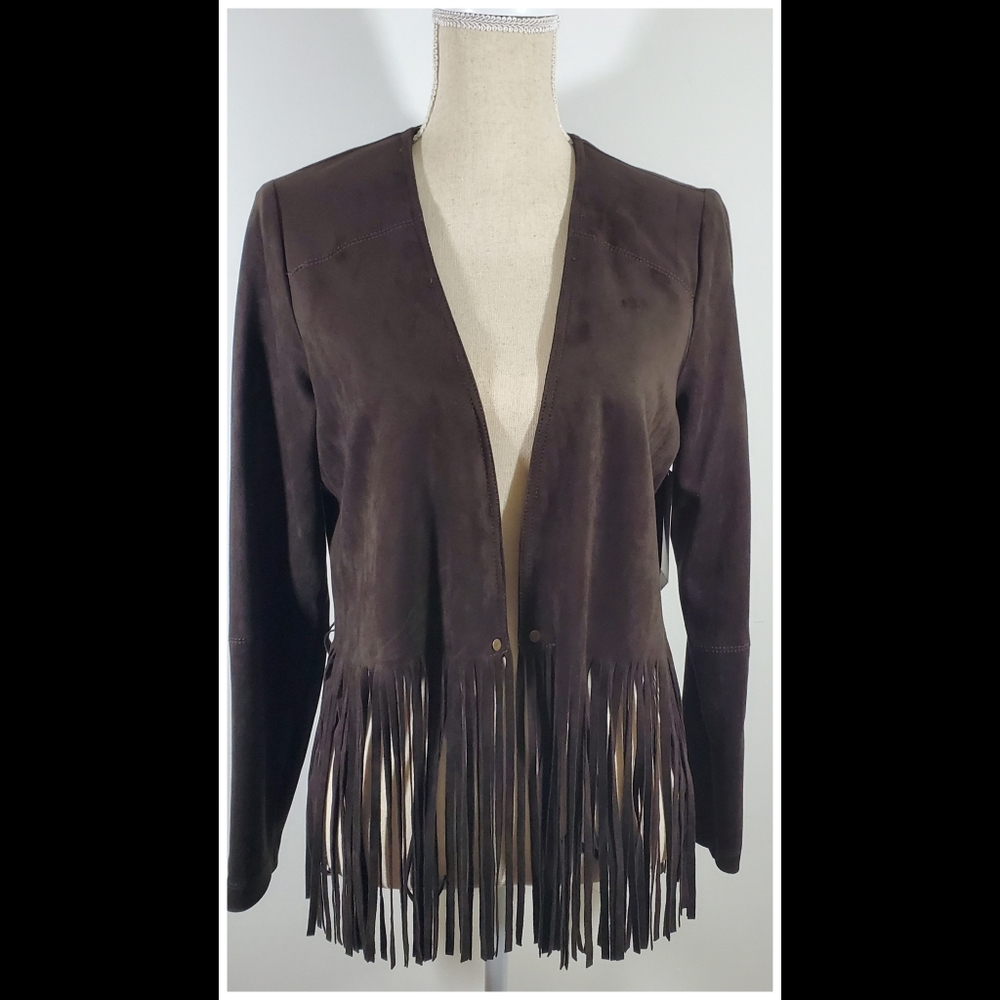 Karen Kane NWT Faux Suede Fringe Boho Jacket